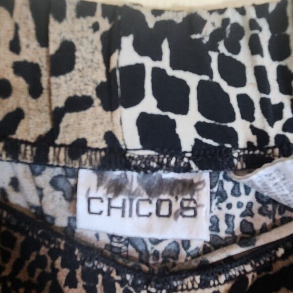 Chico's Womens Leopard Cheetah Print Animal Skirt Midi tapered fun A line Size 3 - Picture 5 of 7